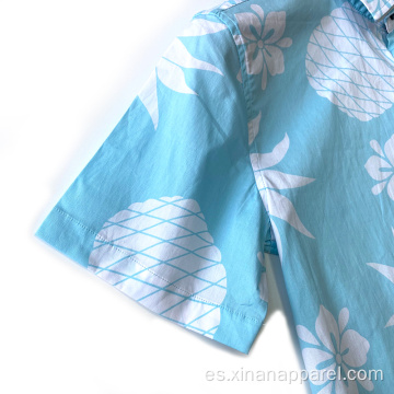 Camisa hawaiana de rayón Camisa de verano para hombre con estampado digital